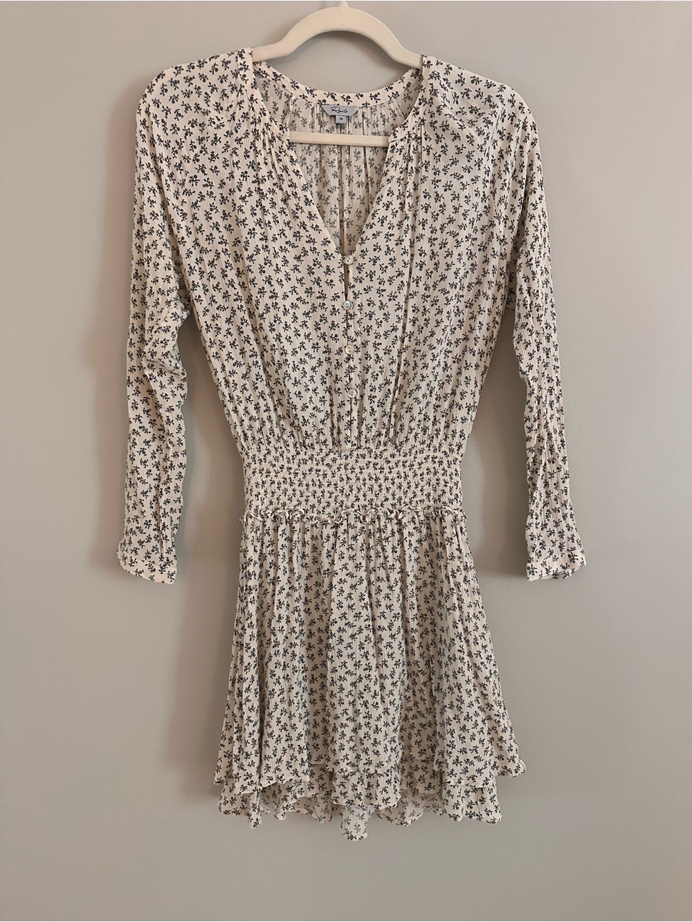 Rails Jasmine Mini Dress Petite Floral Smocked Waist Long Sleeve XS - Picture 2 of 11